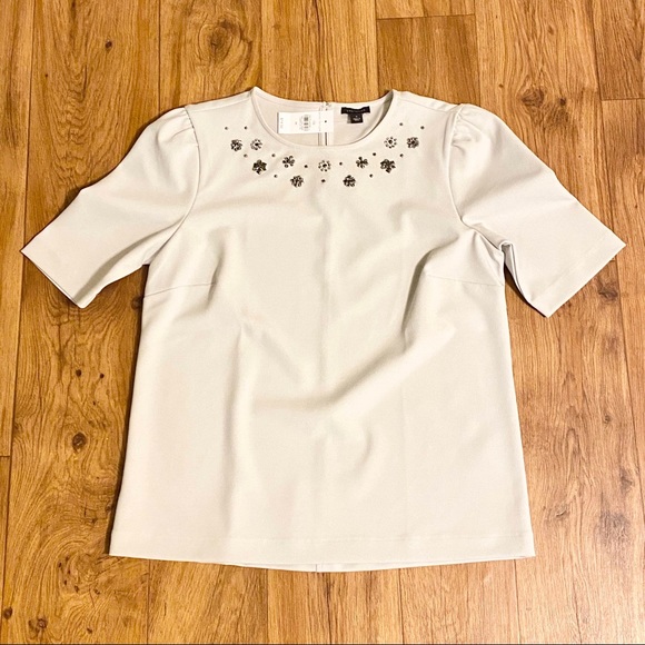 [NWT] Ann Taylor Beaded Short Sleeve Top - Picture 3 of 8